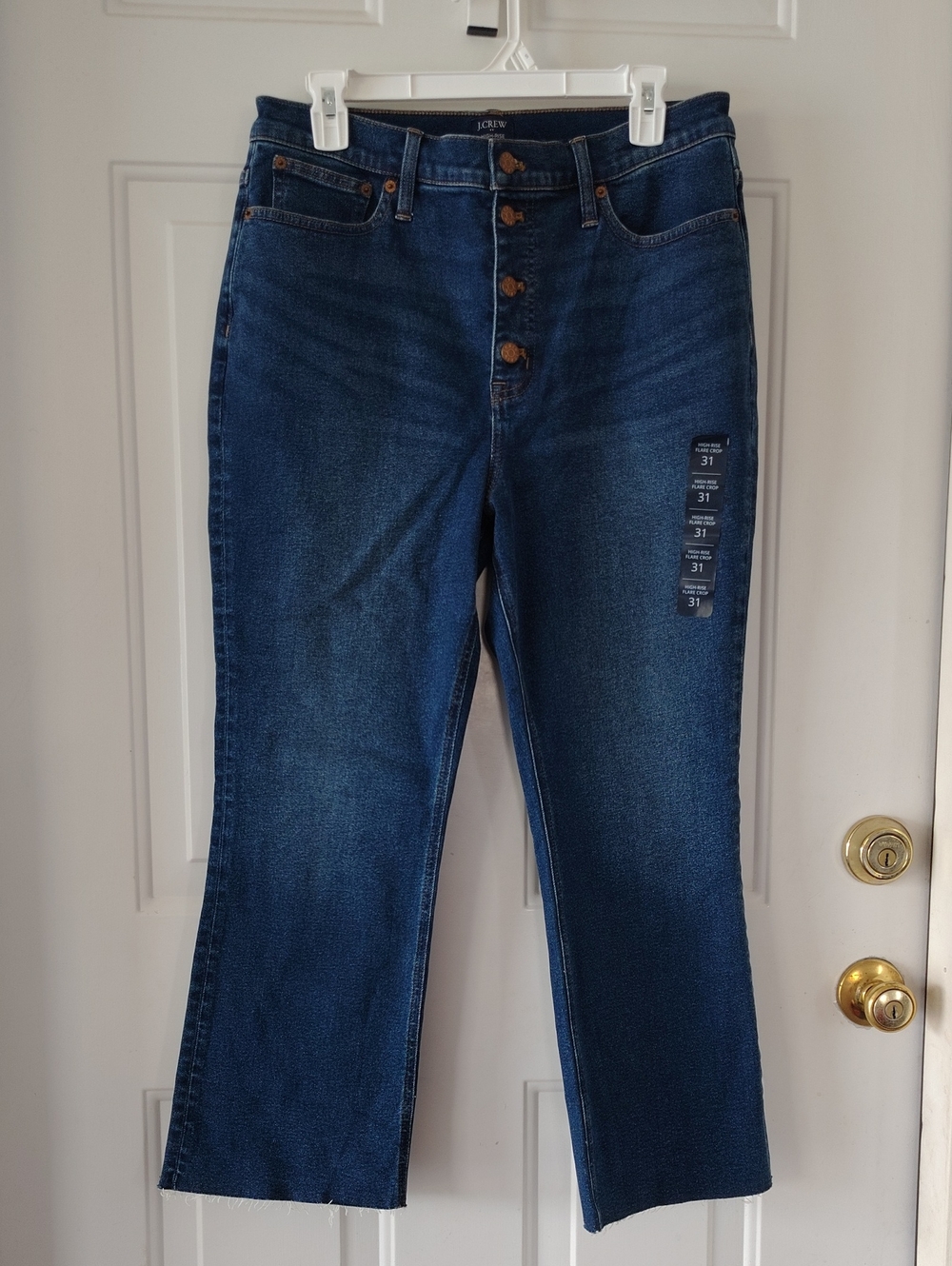 NWT J. Crew Indigo Straight-Leg High- Rise Flare Crop Button-Fly Jeans